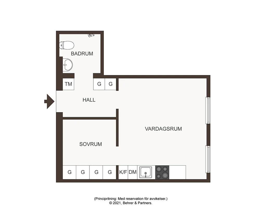 Tonos oscuros y dormitorio en nicho: apartamento pequeño en Suecia (37 m²) - Gallery image 17