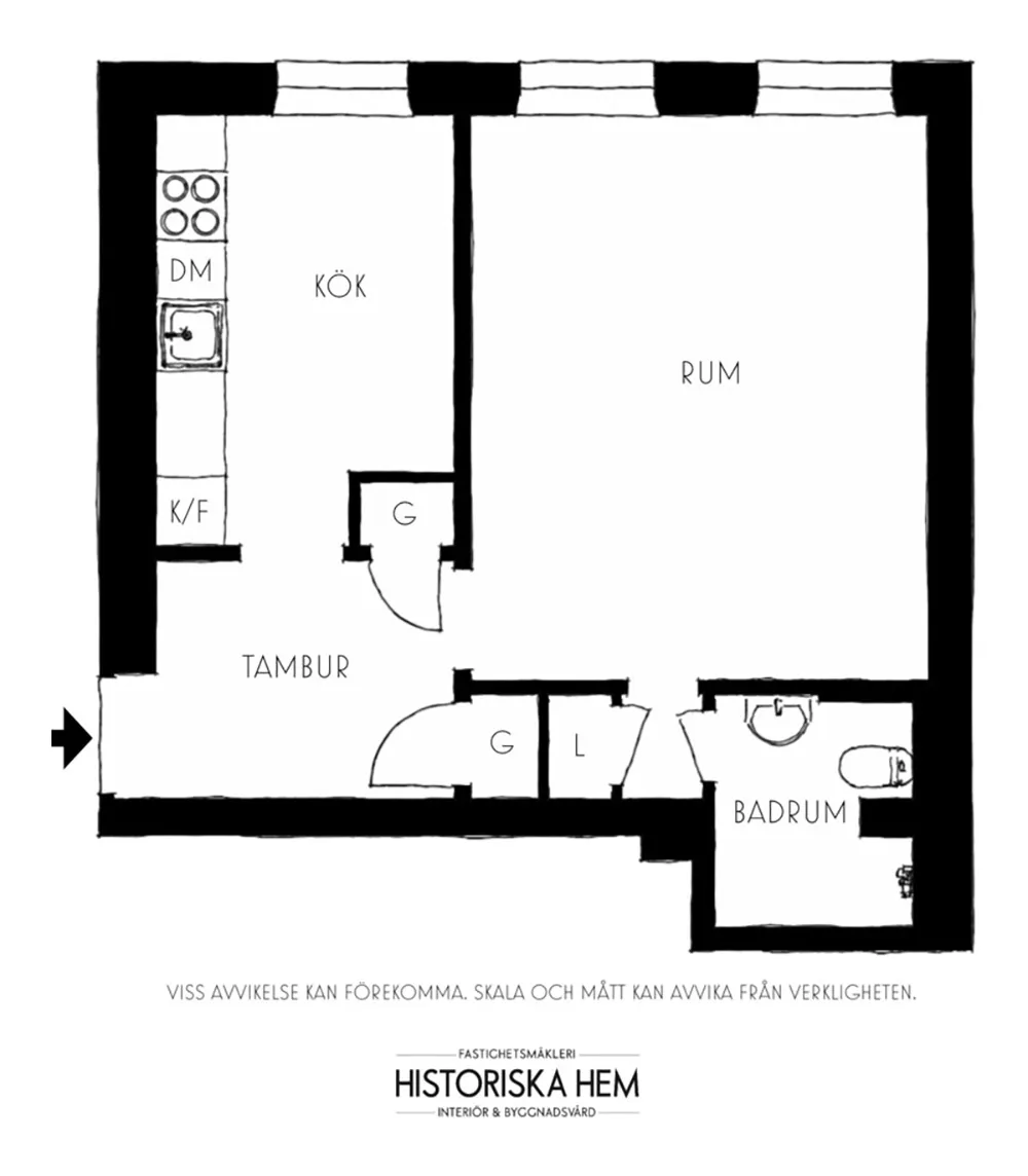 Однокомнатная квартира в Швеции с красивым оттенком стен (41 кв. м) - Gallery image 22