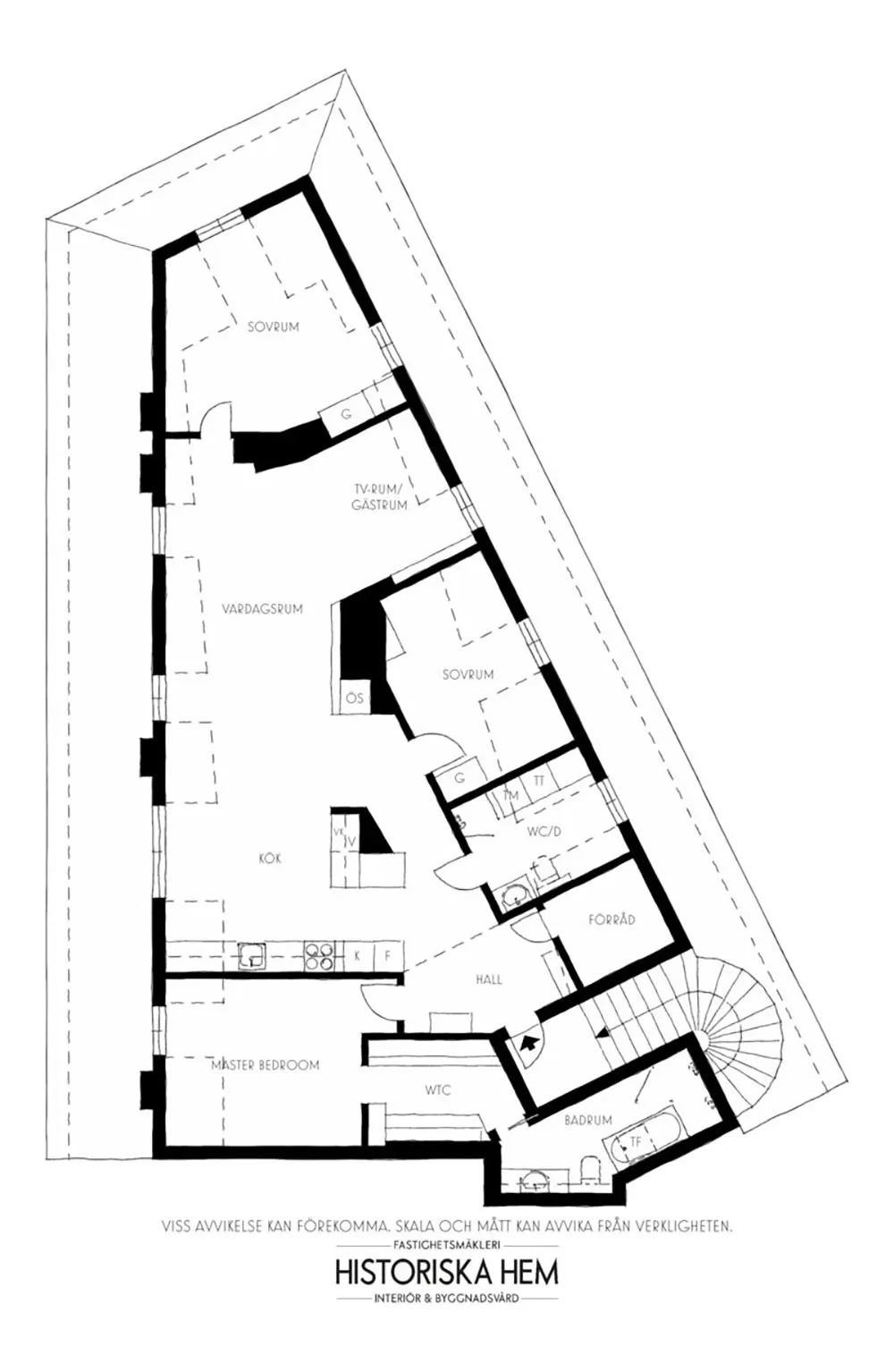 Стильная мансардная квартира с полосатым диваном - Gallery image 27
