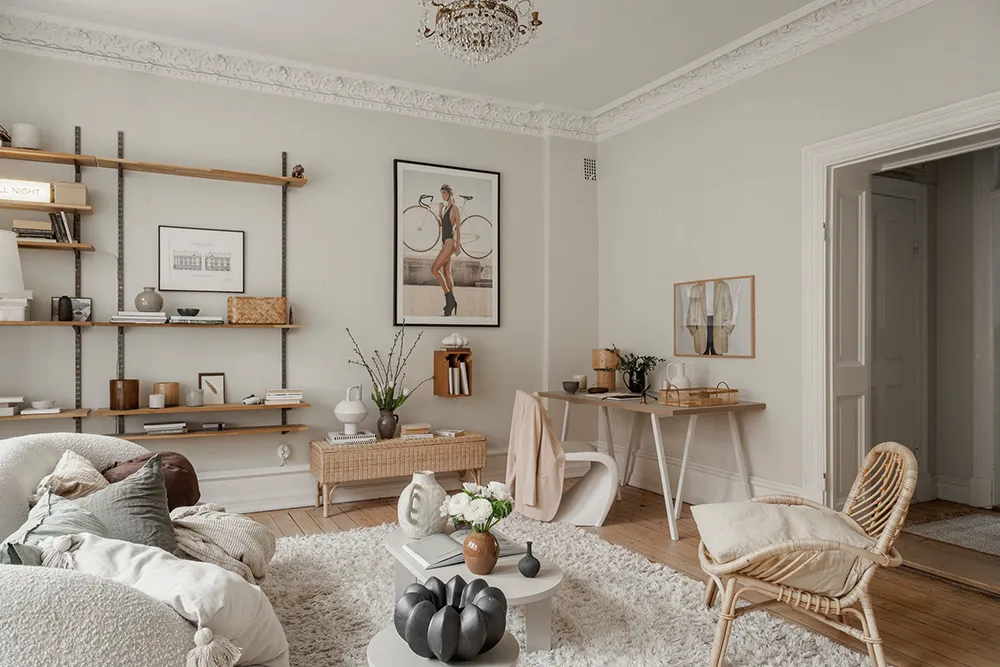 Miękki i ciepły skandynawski интерьер małej mieszkania 51 m² - Gallery image 5