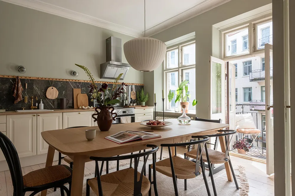 Tonos verdes y acentos cálidos: apartamento en Suecia (87 m²) - Gallery image 4