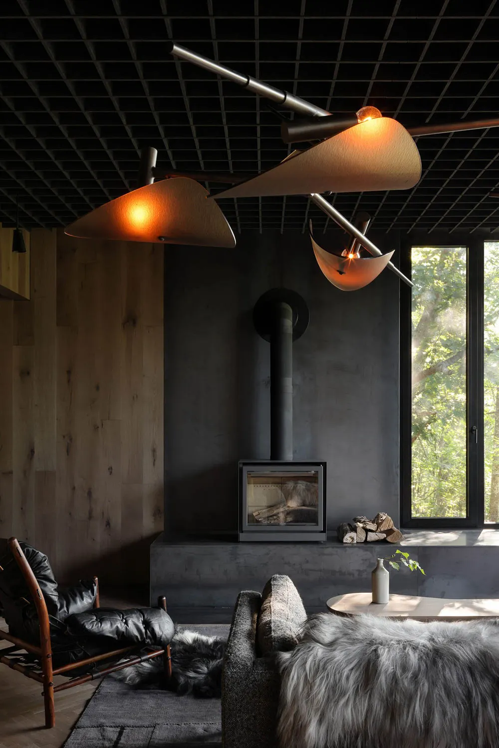 Атмосферные и стильные тёмные интерьеры современного домика в лесу - Gallery image 5
