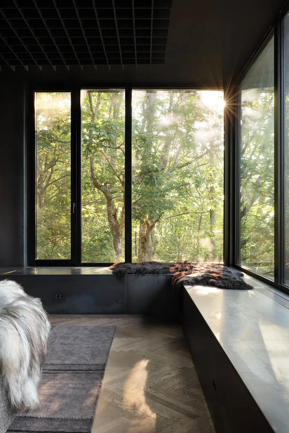 Атмосферные и стильные тёмные интерьеры современного домика в лесу - Gallery image 4