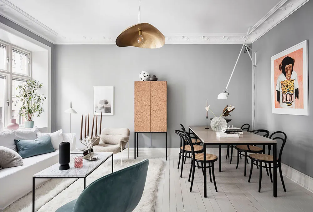 Interior escandinavo aireado con dormitorio oscuro (61 m²) - Gallery image 3