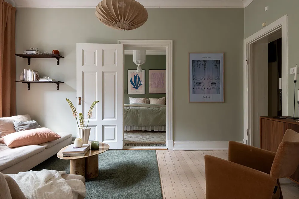 Tonos verdes y acentos cálidos: apartamento en Suecia (87 m²) - Gallery image 9