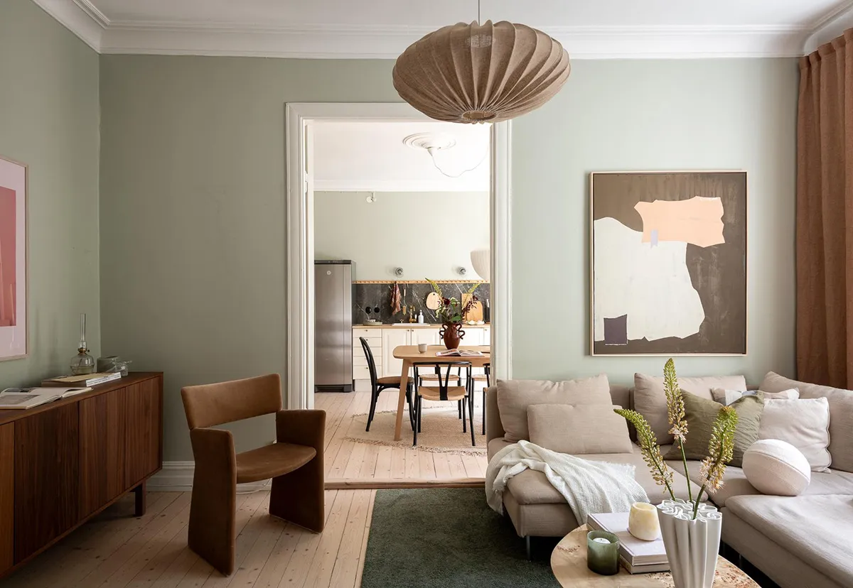 Tonos verdes y acentos cálidos: apartamento en Suecia (87 m²) - Gallery image 14