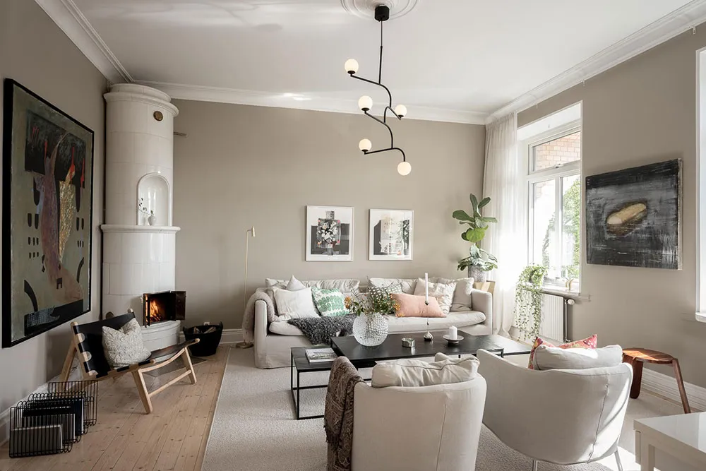 Тёплая и нежная квартира с камином в Швеции - Gallery image 6