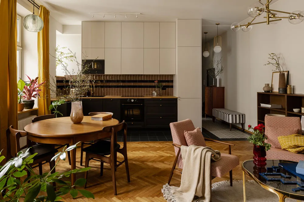 Muebles retro y tonos elegantes en el diseño de apartamentos en Varsovia - Gallery image 4
