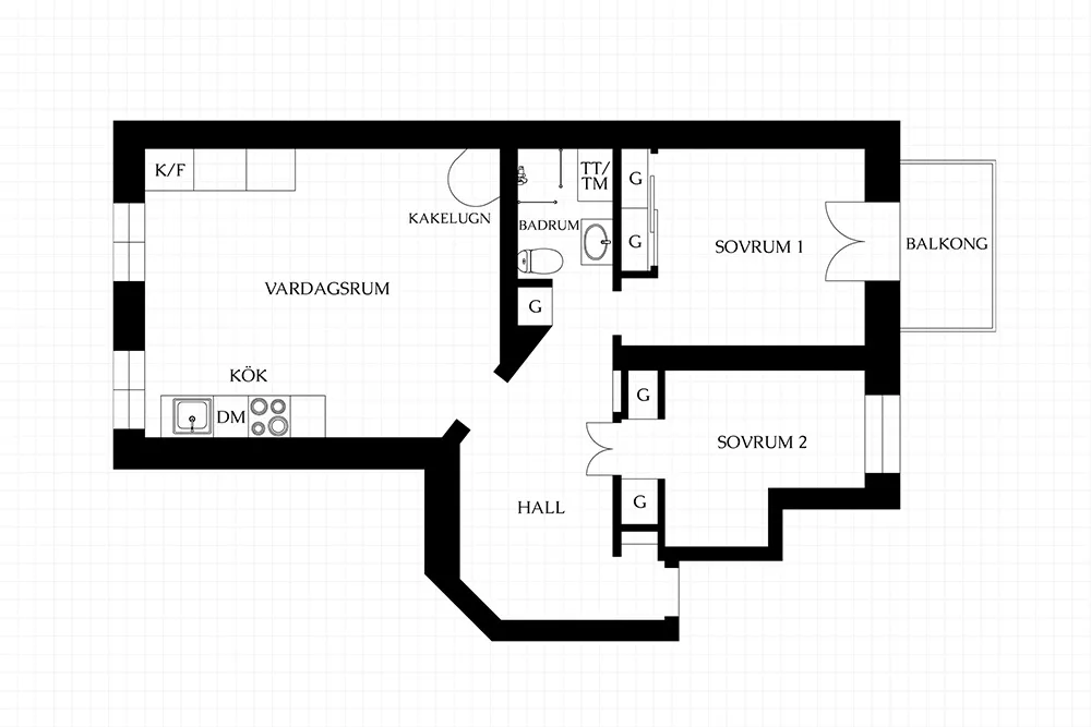 Компактная трехкомнатная квартира в Швеции в монохромных тонах (65 кв. м) - Gallery image 26