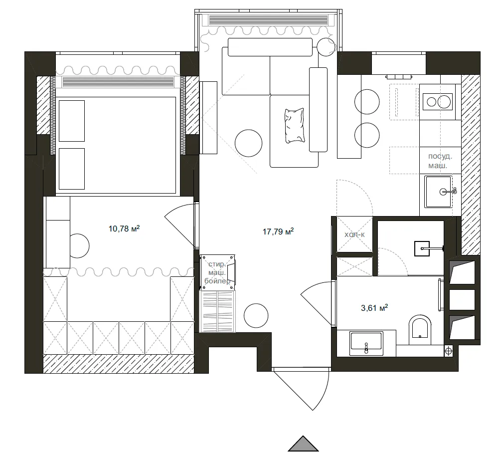Rose, bleu, jaune : petite appartement à Kiev avec des accents pastel (32 m²) - Gallery image 20