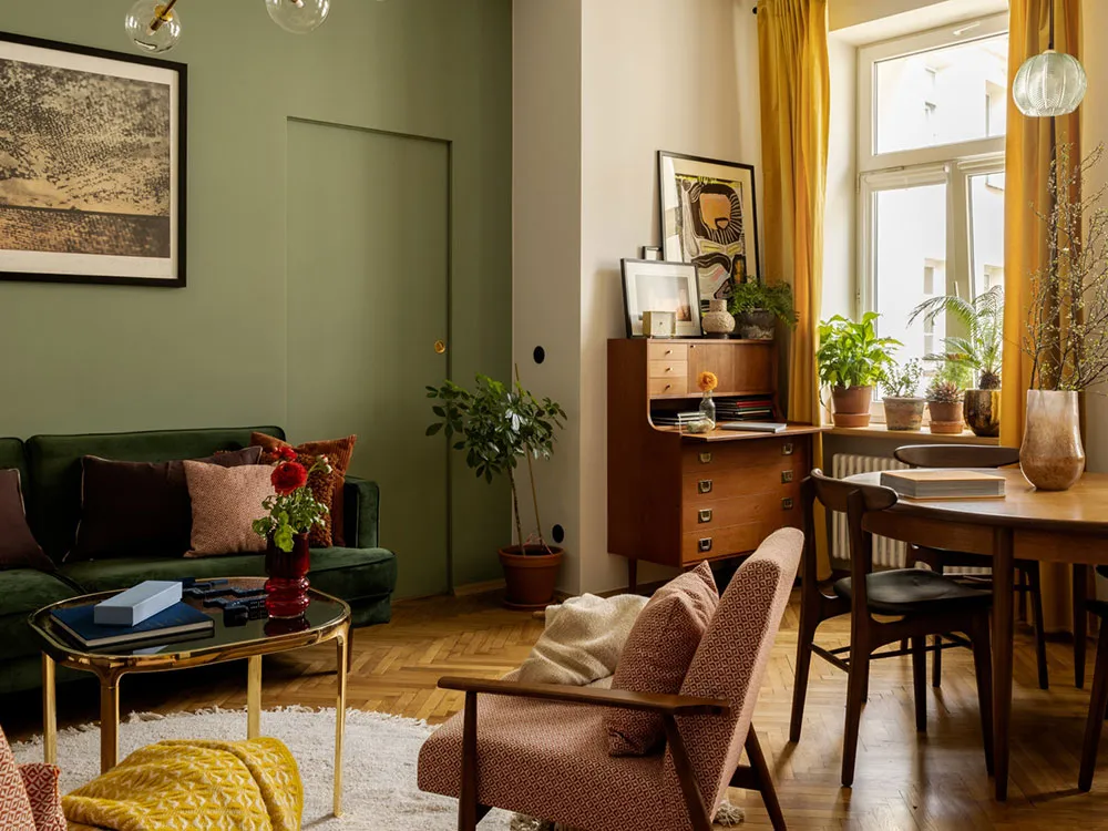 Muebles retro y tonos elegantes en el diseño de apartamentos en Varsovia - Gallery image 3