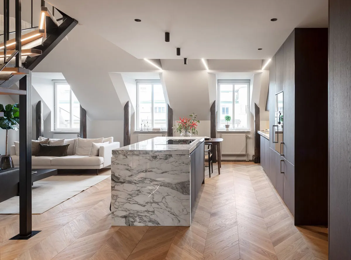 Elegancki nowoczesny design attic apartment w Stokholmii - Gallery image 5