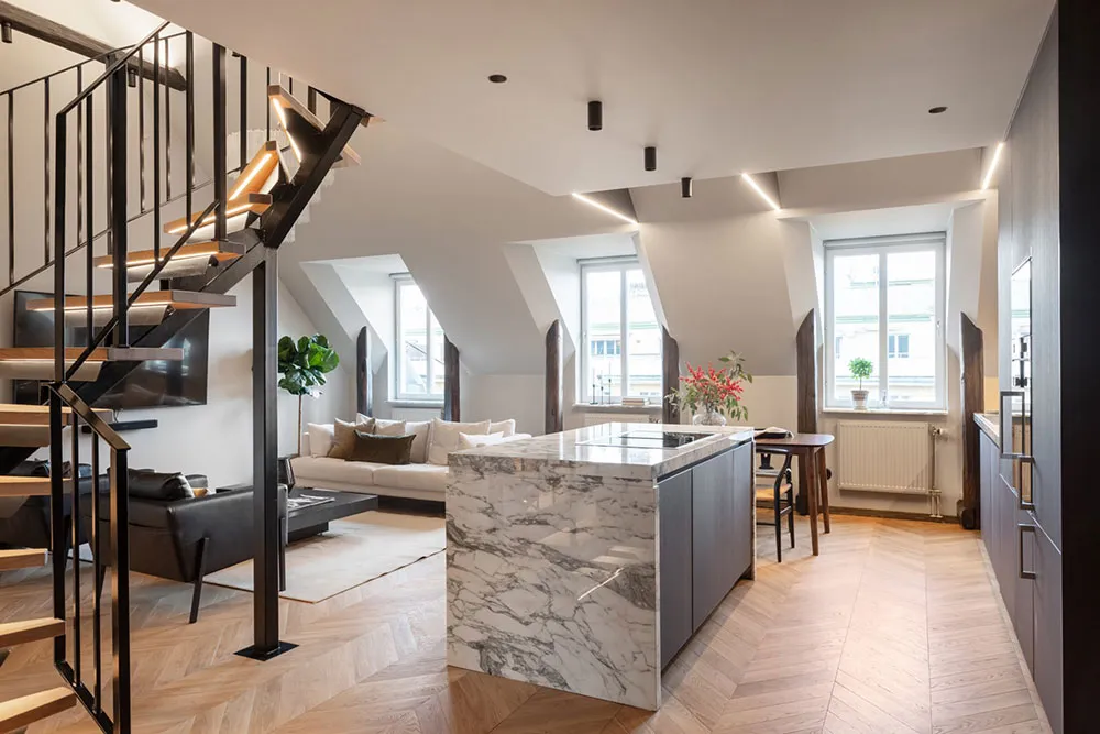 Elegancki nowoczesny design attic apartment w Stokholmii - Gallery image 1