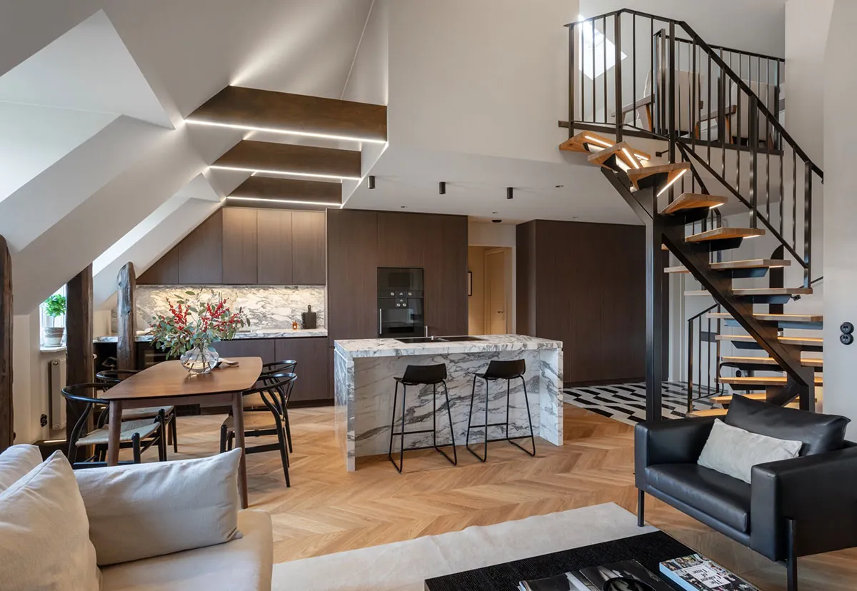 Elegancki nowoczesny design attic apartment w Stokholmii - Gallery image 3