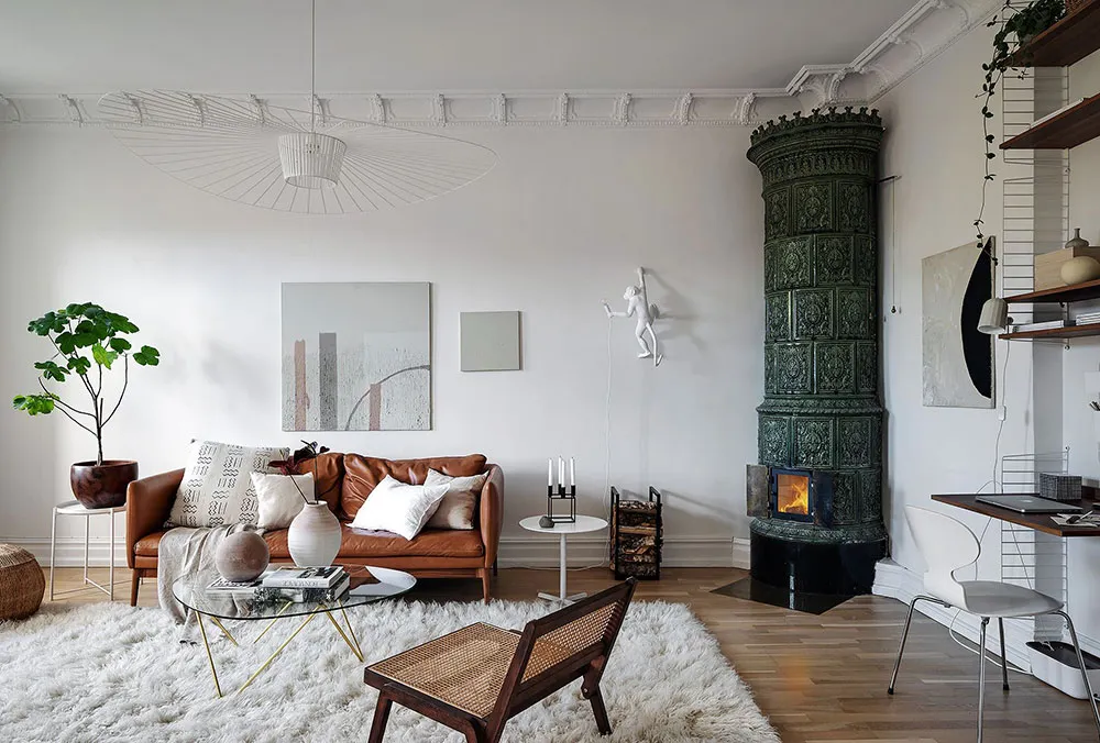 Grüne Herd und warme Akzente: verfeinertes Interior einer Wohnung in Göteborg (94 qm) - Gallery image 4