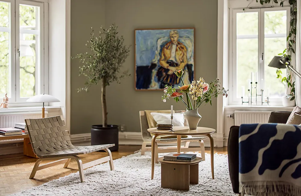 Huile d'olive et autres teintes vertes dans le design d'un appartement suédois (76 m²) - Gallery image 4