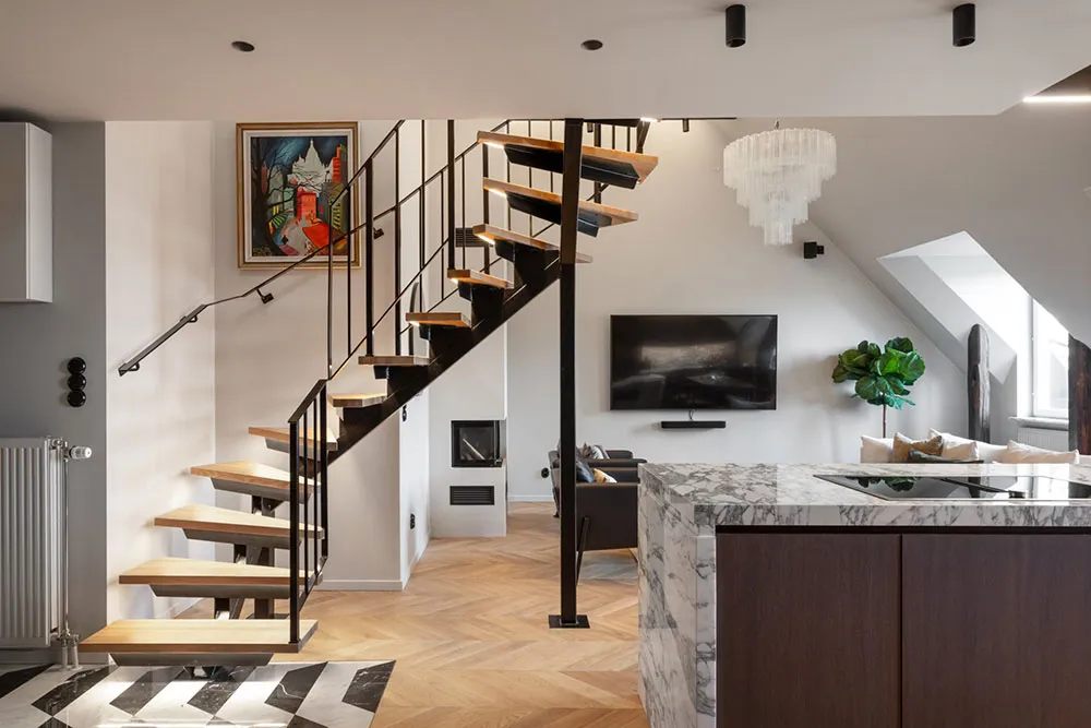 Elegancki nowoczesny design attic apartment w Stokholmii - Gallery image 4