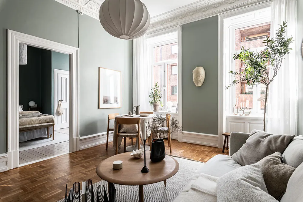 एक स्कैंडिनेवियाई अपार्टमेंट के हरे रंग के इनटीरियर (74 वर्ग मीटर) - Gallery image 15