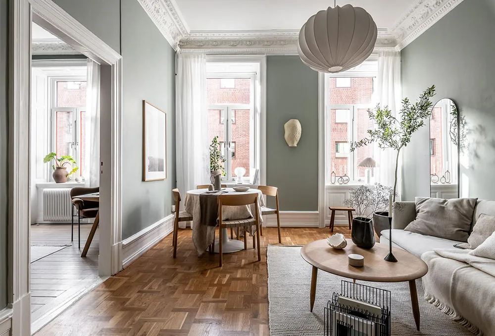 एक स्कैंडिनेवियाई अपार्टमेंट के हरे रंग के इनटीरियर (74 वर्ग मीटर) - Gallery image 3