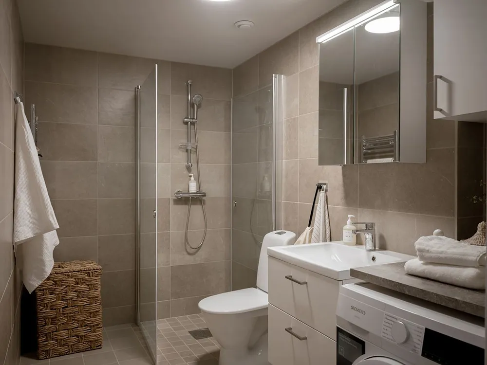 Decoración beige suave en un apartamento escandinavo pequeño (52 m²) - Gallery image 13