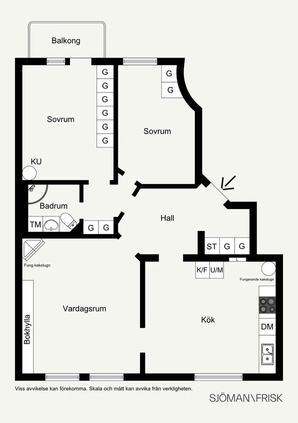 Jasny biały wnętrze w starym budynku centrum Stockholm (88 m²) - 21