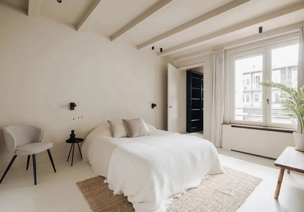 Diseño minimalista cálido en la decoración de un apartamento en una casa junto al canal en Ámsterdam - Gallery image 22