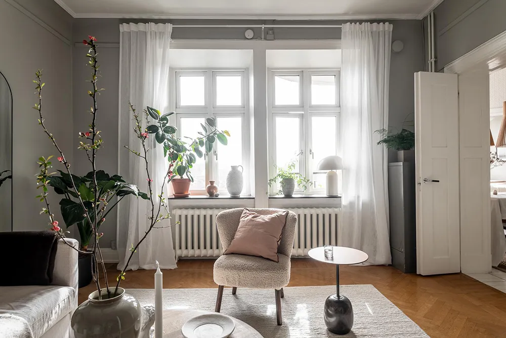 Apartamento gris en Gotemburgo con habitación pequeña y balcón (65 m²) - Gallery image 3