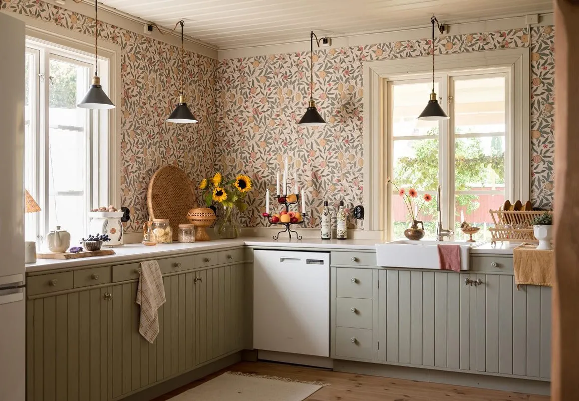 Charmant cottage suédois avec des murs floraux et des motifs ethniques - Gallery image 2