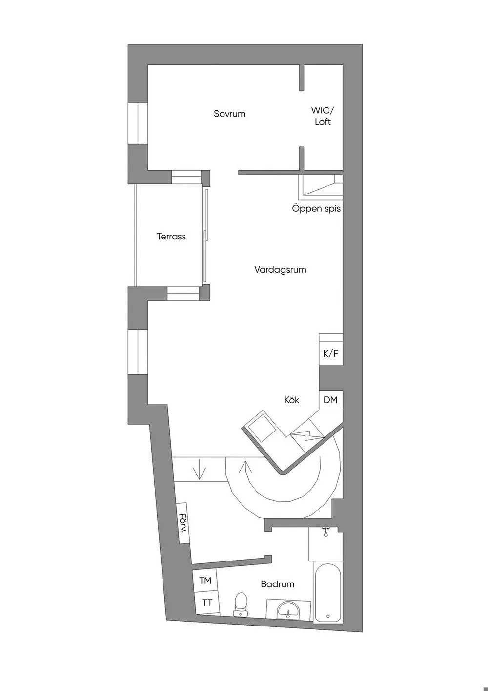 Une intéressante appartement de mansarde avec murs olive et terrasse (66 m²) - Gallery image 18