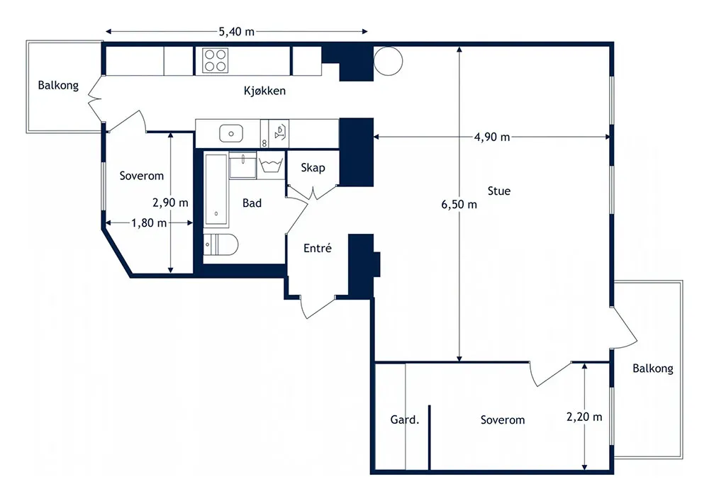 Intérieur scandinave chaud avec mur sombre en vedette (69 m²) - Gallery image 18