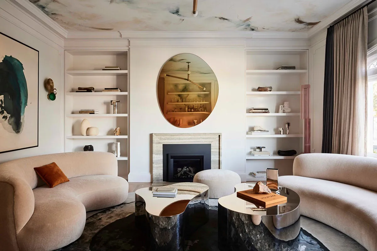 Paredes de techo y decoración elegante: casa adosada edwardiana en San Francisco - Gallery image 4