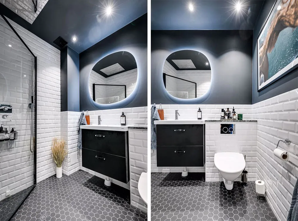 Estilos de contraste cromático en el diseño de un apartamento inusual en Suecia (73 m²) - Gallery image 19