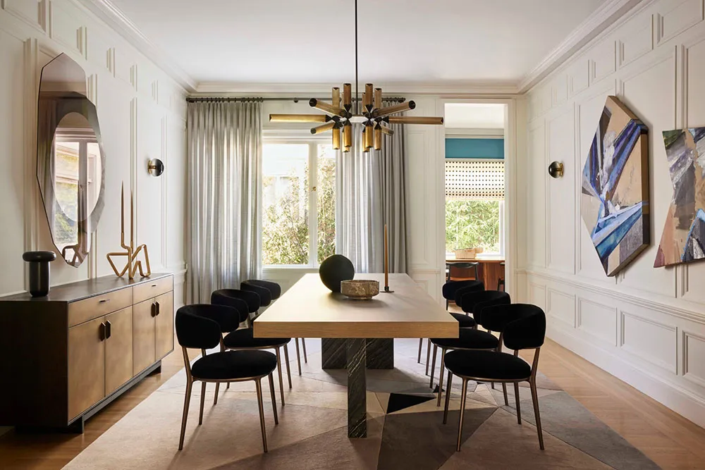 Paredes de techo y decoración elegante: casa adosada edwardiana en San Francisco - Gallery image 6