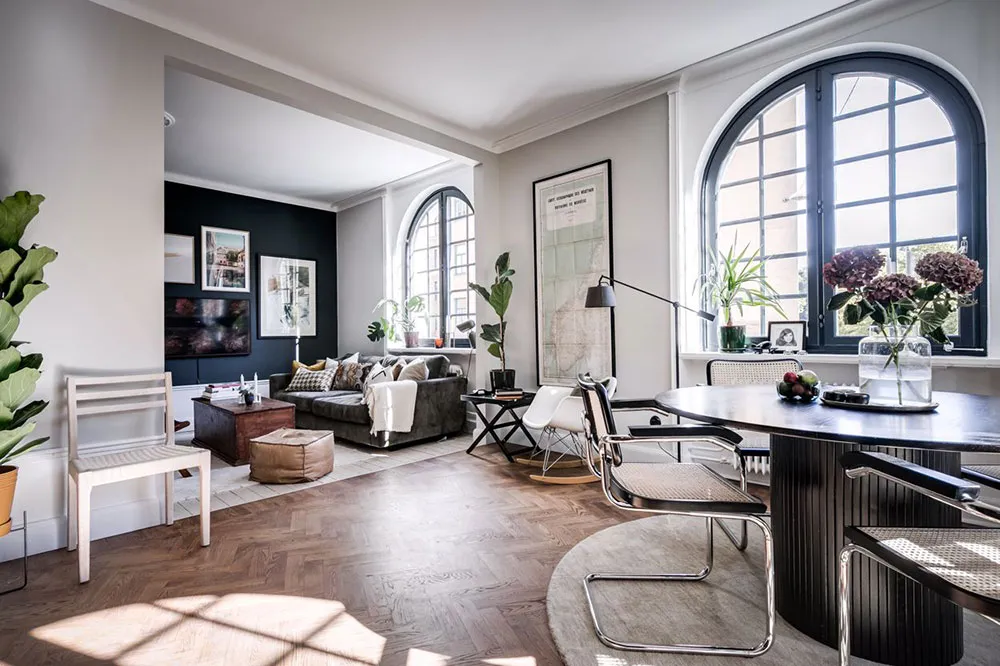 Estilos de contraste cromático en el diseño de un apartamento inusual en Suecia (73 m²) - Gallery image 4