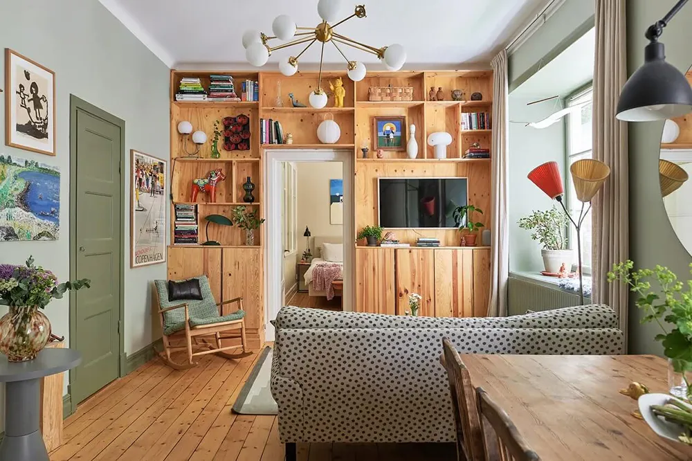 Tonos verdes y sofá a cuadros: apartamento en Estocolmo (47 m²) - Gallery image 7