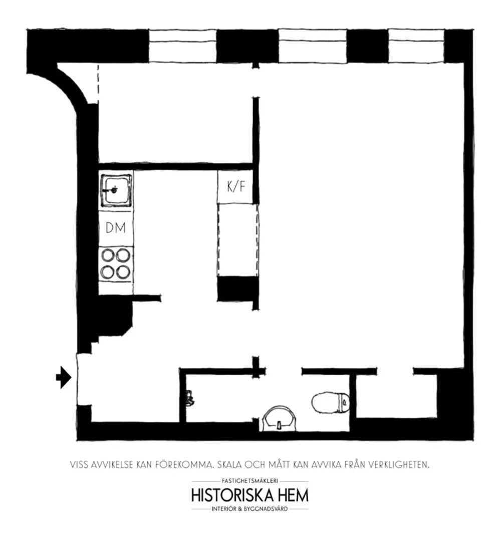 Белый интерьер с синими акцентами: маленькая двушка в Швеции (31 кв. м) - Gallery image 20