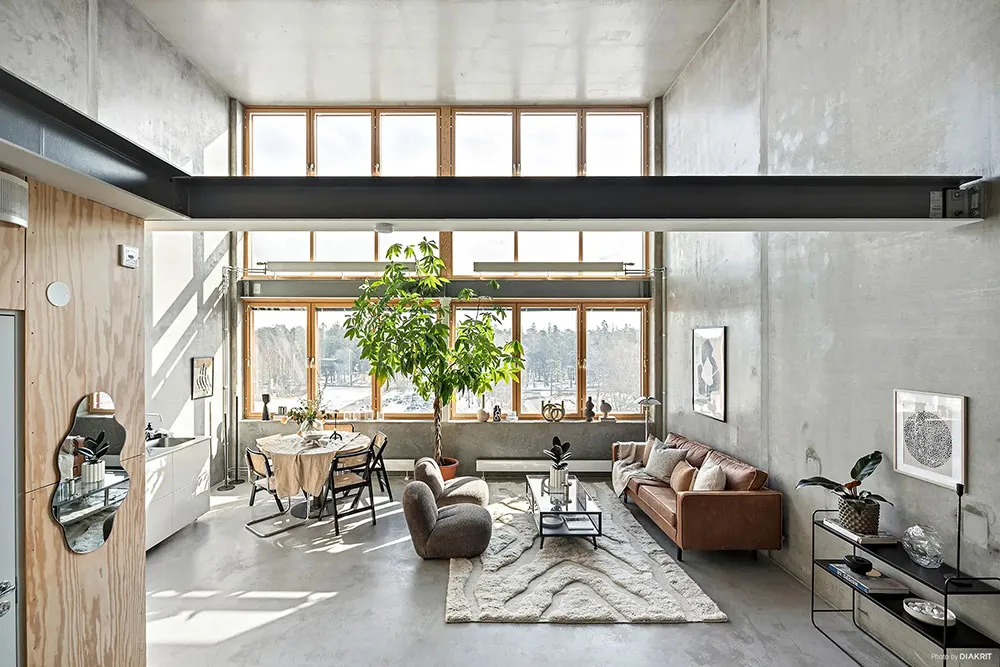 Paredes de concreto y espacio abierto: Loft en Suecia (43 m²) - Gallery image 1