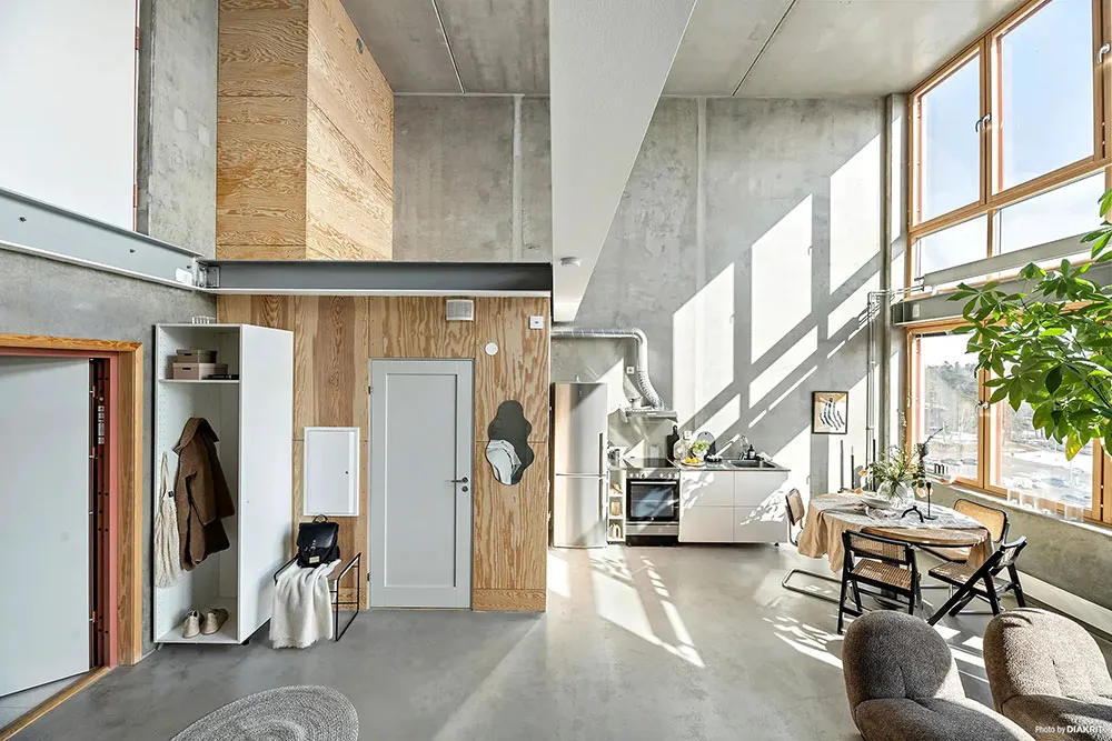 Paredes de concreto y espacio abierto: Loft en Suecia (43 m²) - Gallery image 11