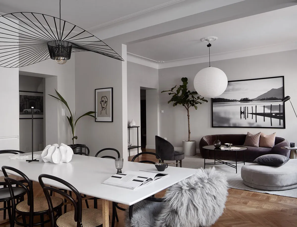 Heller skandinavischer Interior mit elegannten dunklen Akzenten - Gallery image 3