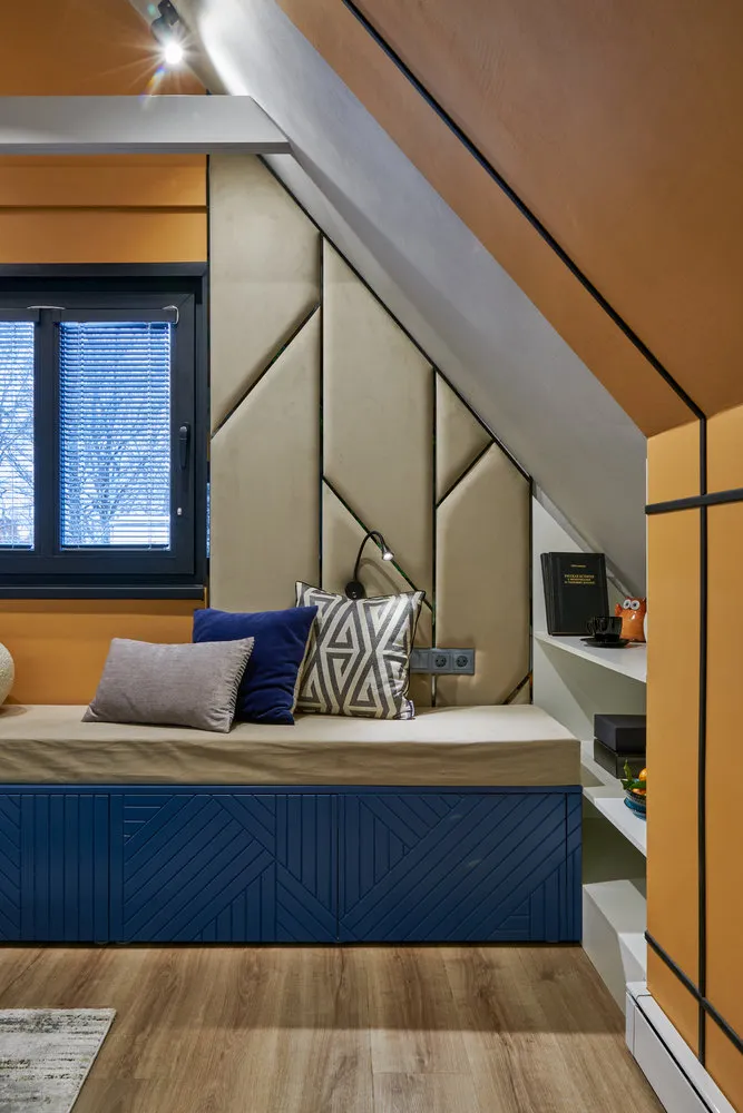 Foto: estilo moderno, decoración de interiores, casa de campo, región de Moscú, menos de 40 metros, Julia Bortnevskaia – foto en nuestro sitio web