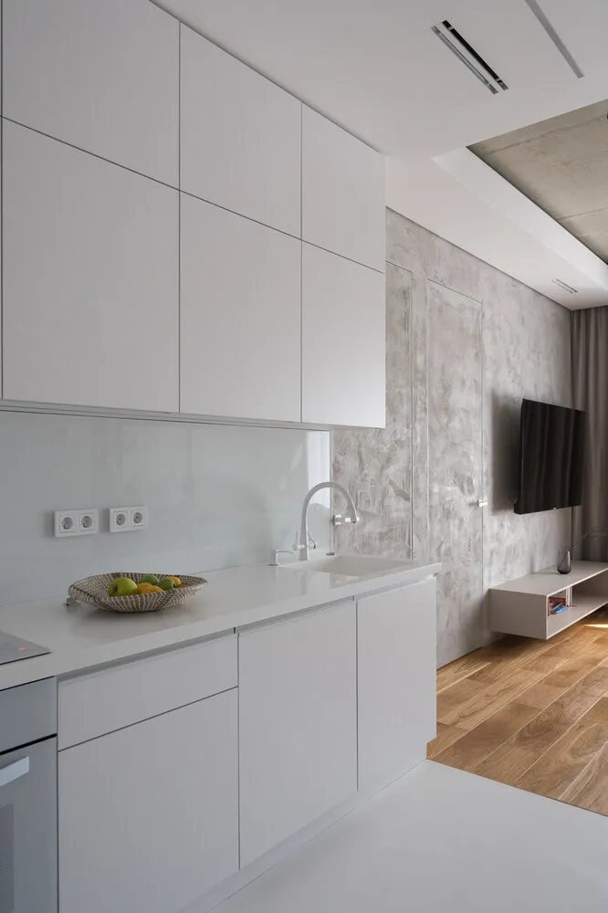 Toda la tecnología integrada: refrigerador, lavavajillas, estufa eléctrica y horno.