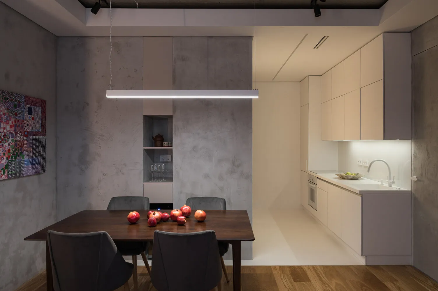 Foto: Cocina y comedor en estilo minimalismo, Apartamento, Proyecto de la semana, Moscú, 3 habitaciones, 60-90 metros, Ekaterina Starikova, Star Interiors – fotos en nuestro sitio web