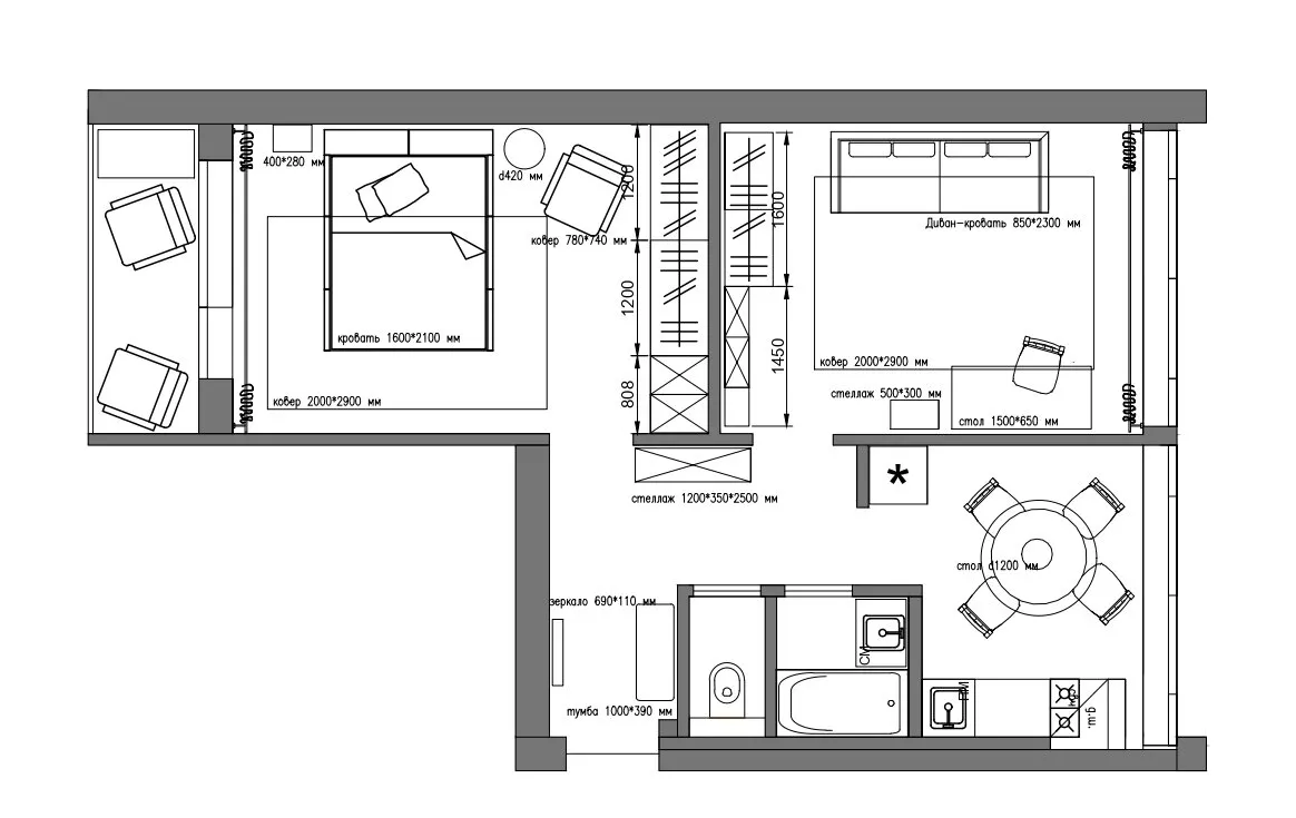 Foto: estilo moderno, Apartamento, Proyecto de la semana, Moscú, Khrushchevka, Edificio de ladrillo, 2 habitaciones, 40-60 metros, Lubov Pivovarova – foto en nuestro sitio web