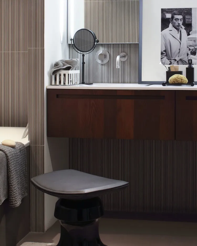 照片：现代风格浴室，客厅，折中，室内装饰，法国，绿色，黄色，棕色，里昂，克劳德·卡蒂埃 – 我们网站上的照片