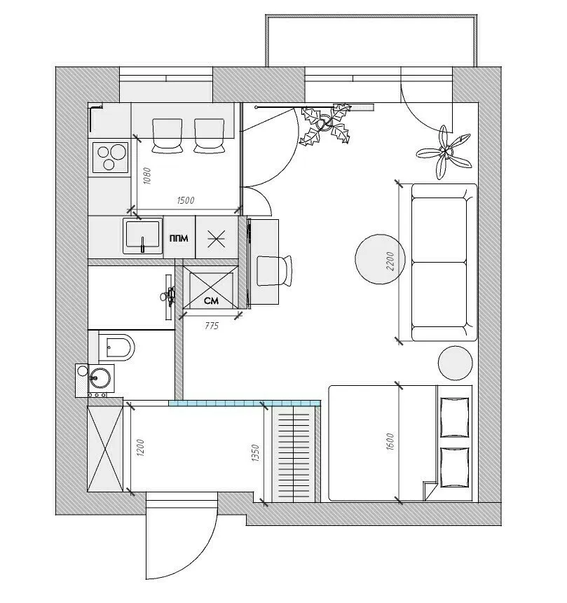Foto: Planos en estilo , Proyecto de la semana, reforma de chruschevka, Chruschevka, hasta 40 metros, foto del interior de una chruschevka en nuestro sitio web