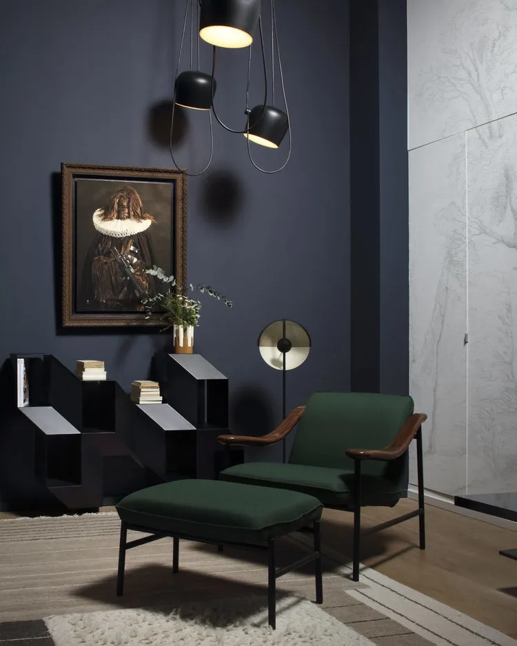 照片：现代风格家具和照明，折中，客厅，室内装饰，法国，绿色，黄色，棕色，里昂，克劳德·卡蒂埃 – 我们网站上的照片