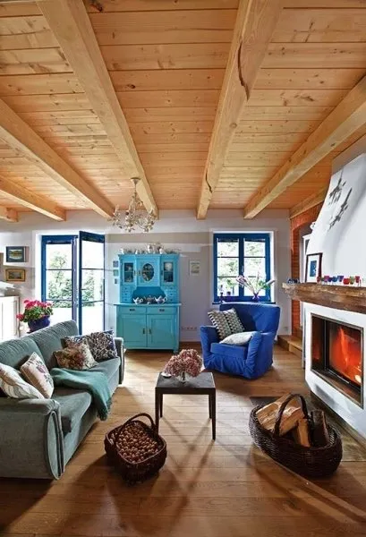 照片:普罗旺斯和乡村风格的客厅,房屋,波兰,住宅与小屋——我们网站上的照片