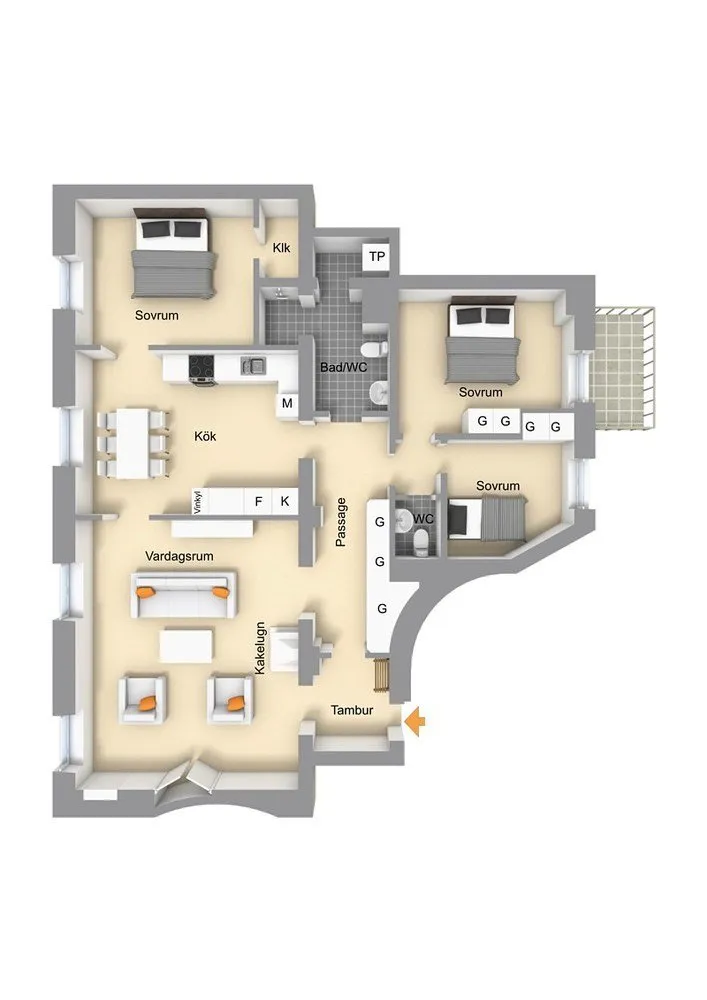 照片：经典风格平面图，室内装饰，公寓 - 我们网站上的照片
