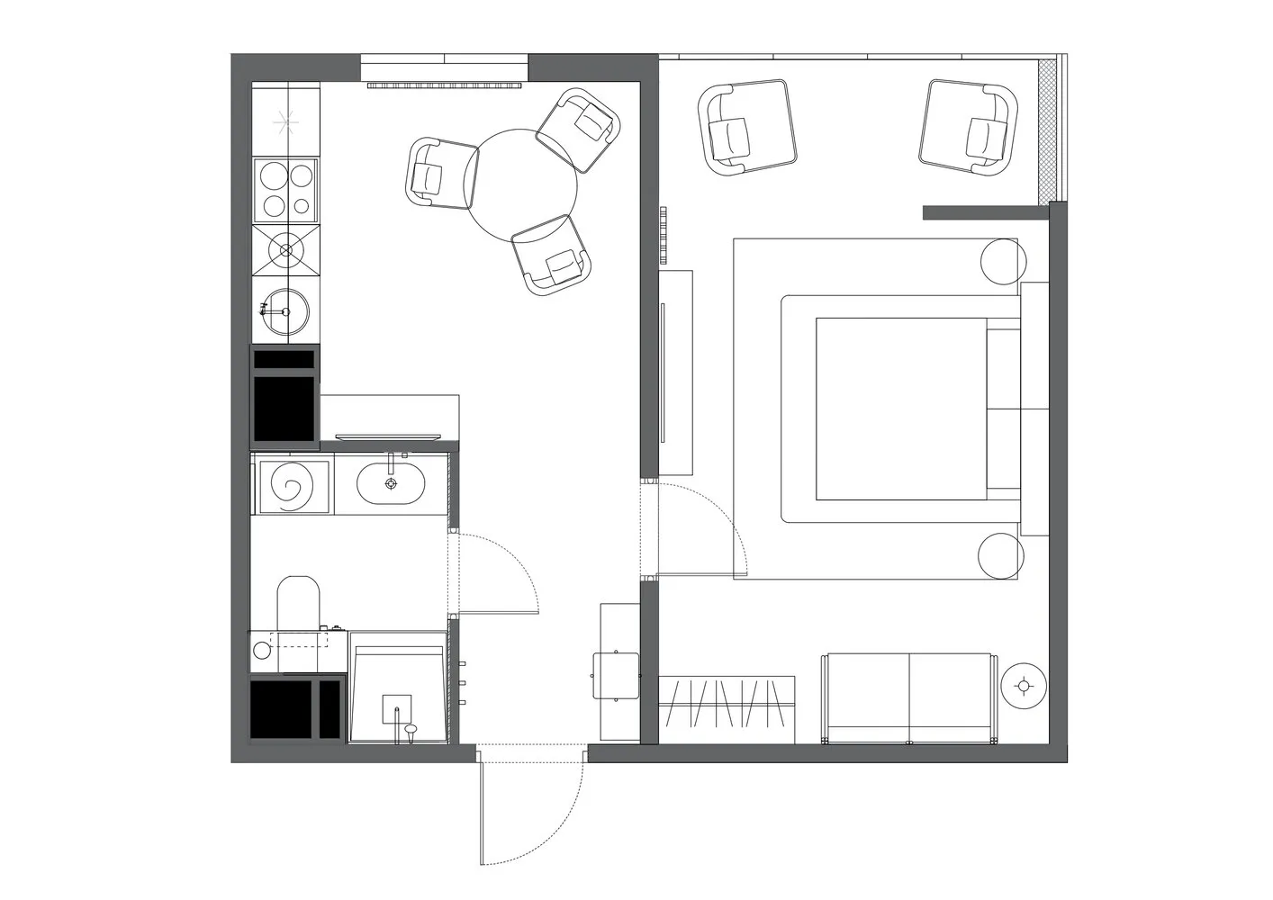 Foto: estilo moderno, Apartamento, Proyecto de la Semana, Moscú, Edificio monolítico, 2 habitaciones, hasta 40 metros, Anna Lutkevich – foto en nuestro sitio web