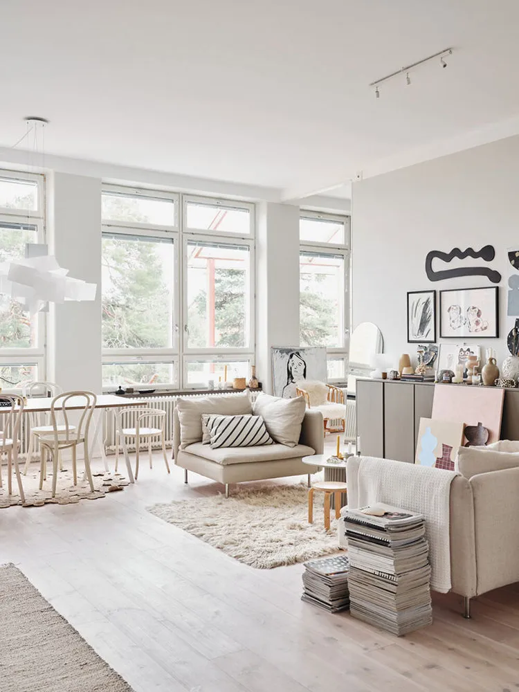 Photo: Scandinavian Living Room, Interior Decoration, Apartment, Sweden, White, Stockholm – photo on our website